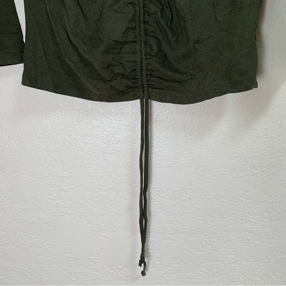 Heart & Hips Shirt Womens Large Olive Green Long Sleeve Top Cinch Drawstring - Picture 3 of 11